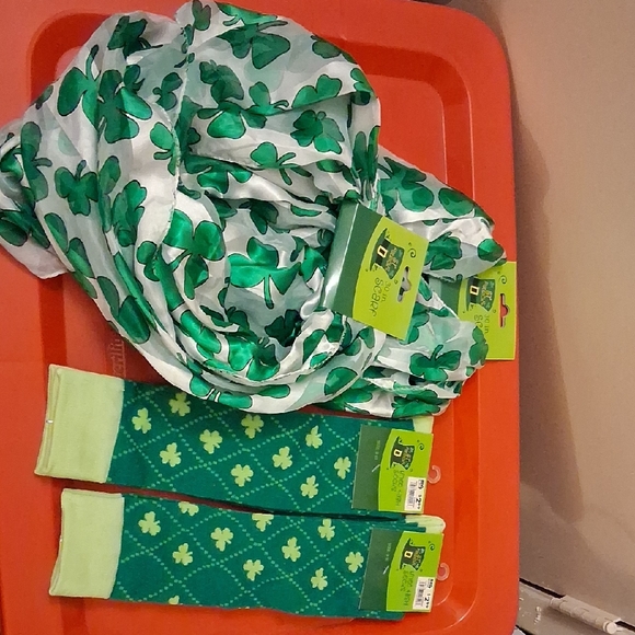 Accessories - Green Clover St. Patty's Day Scarves and Socks Set